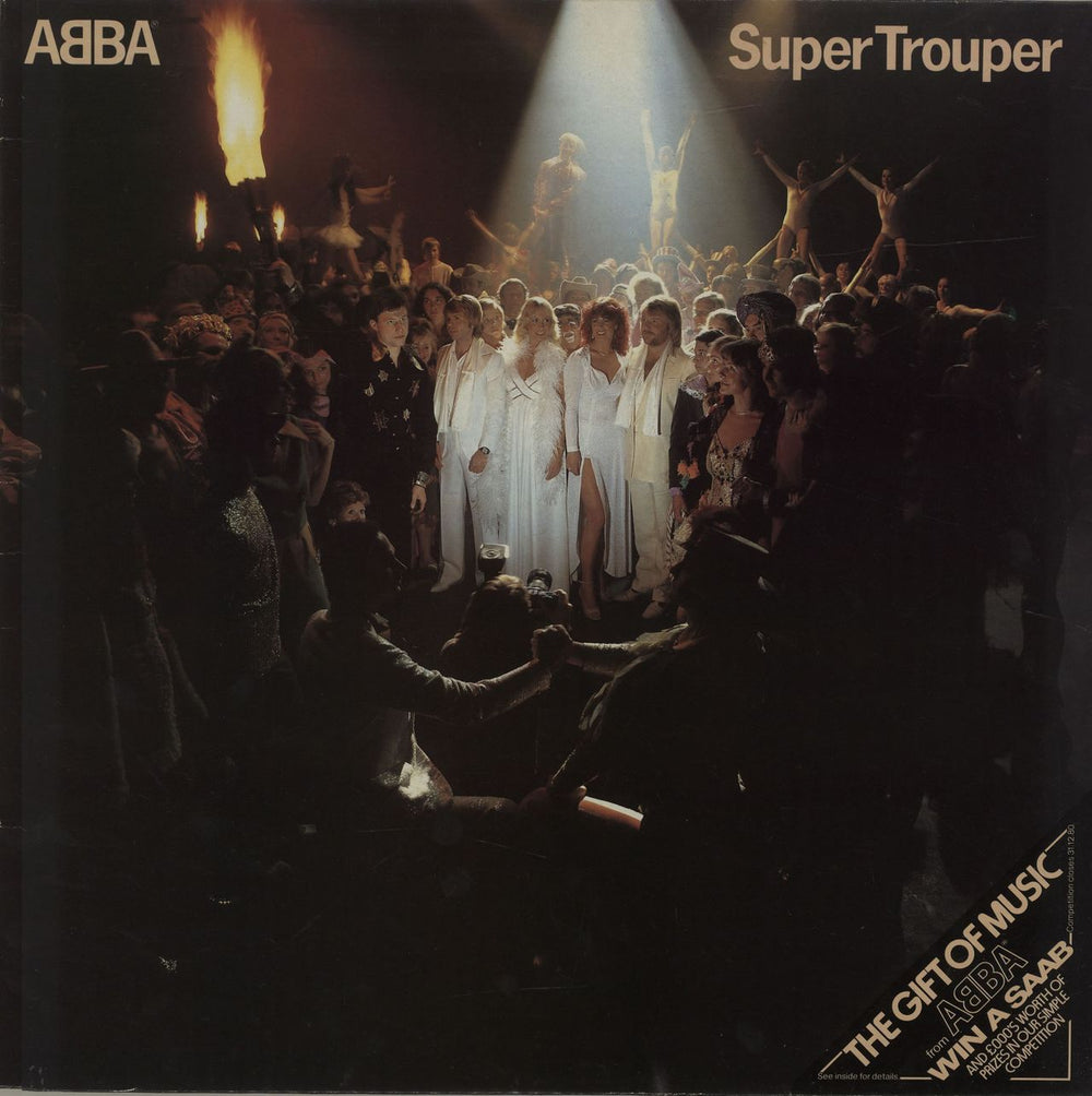 Abba Super Trouper - Saab Sleeve + Merch sheet UK vinyl LP album (LP record) EPC10022