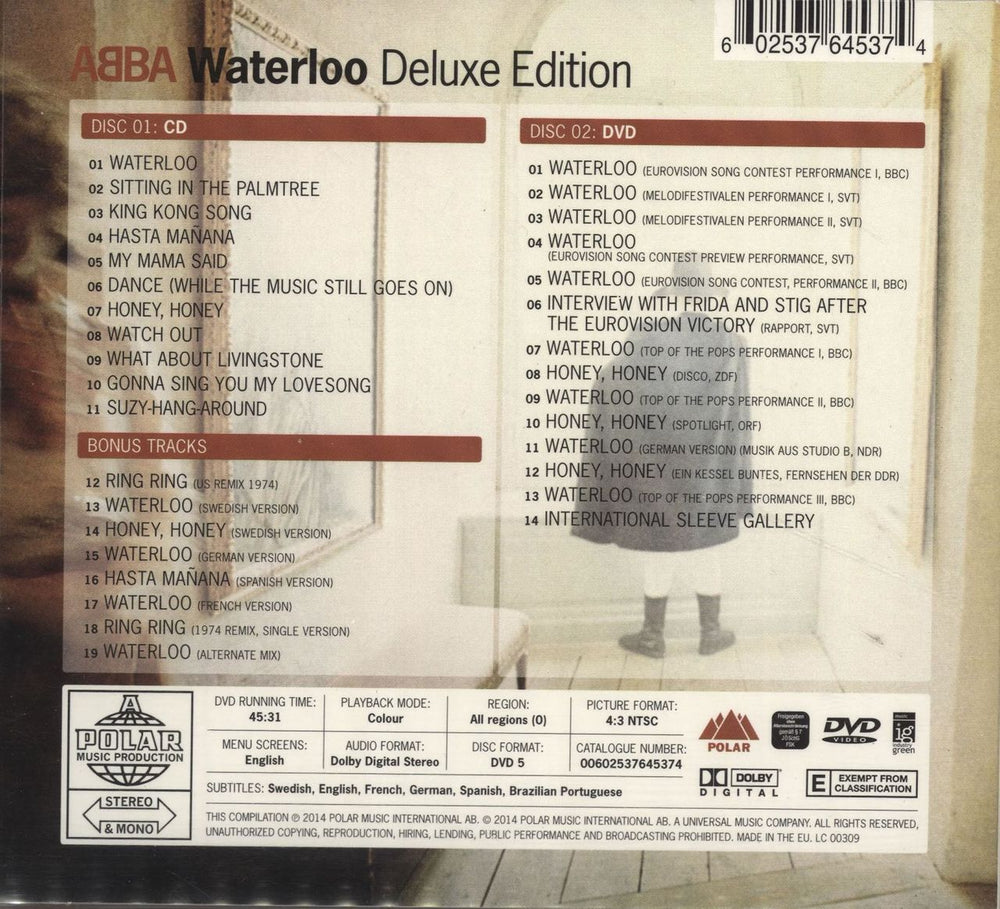 Abba Waterloo 40th Anniversary Deluxe Edition UK 2-disc CD/DVD set 602537645374