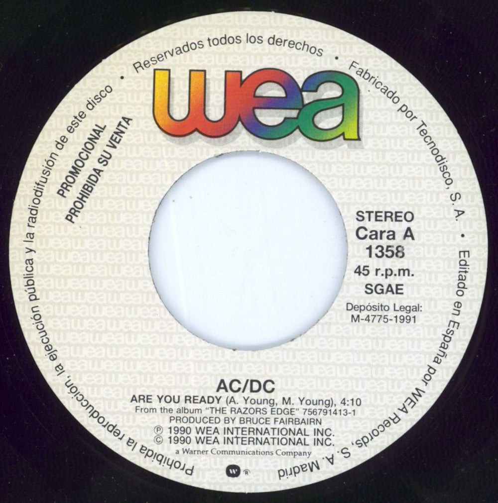 AC/DC Are You Ready Spanish Promo 7" vinyl single (7 inch record / 45) ACD07AR190399