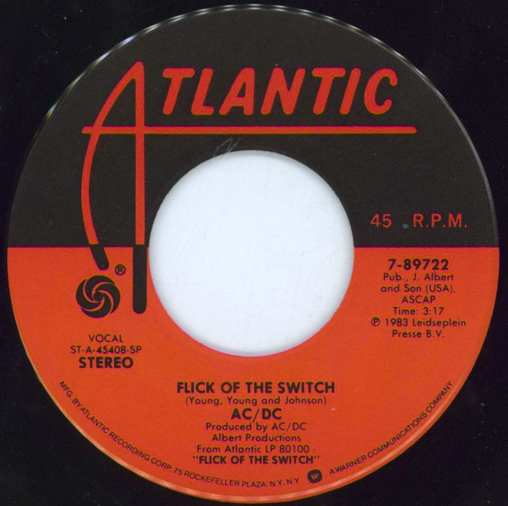 AC/DC Flick Of The Switch + P/S & Juke Box Tab US 7" vinyl single (7 inch record / 45) ACD07FL806318