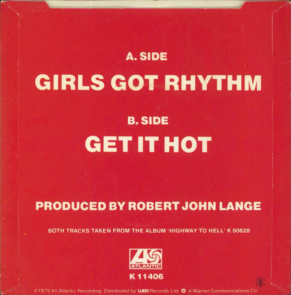 AC/DC Girls Got Rhythm UK 7" vinyl single (7 inch record / 45)