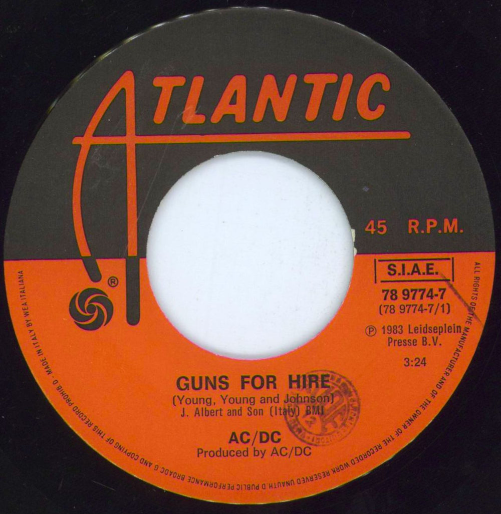 AC/DC Guns For Hire Italian 7" vinyl single (7 inch record / 45) ACD07GU807476