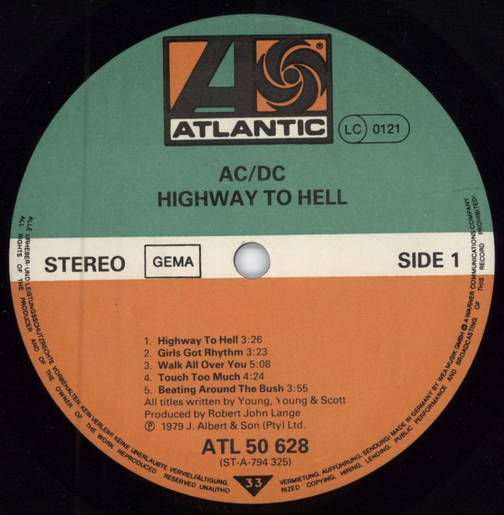 AC/DC Highway To Hell German vinyl LP album (LP record) ACDLPHI785696