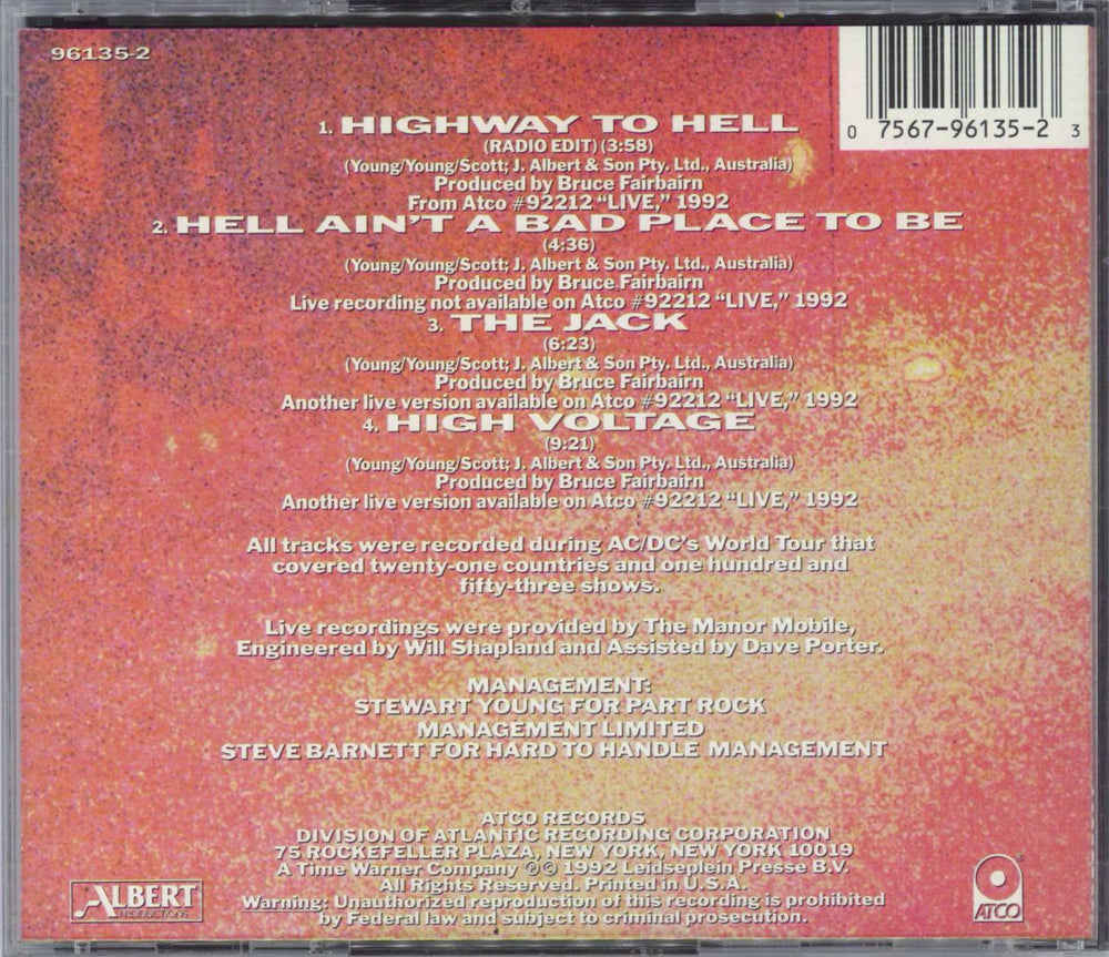 AC/DC Highway To Hell US CD single (CD5 / 5") 075679613523