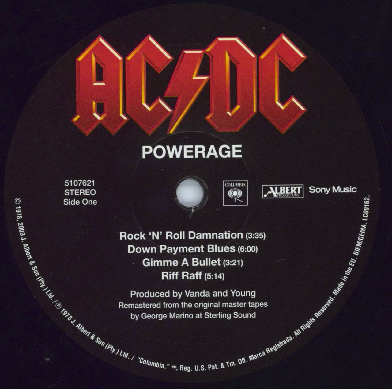 Acdc Powerage 180 Gram Vinyl Uk Vinyl Lp — 6631