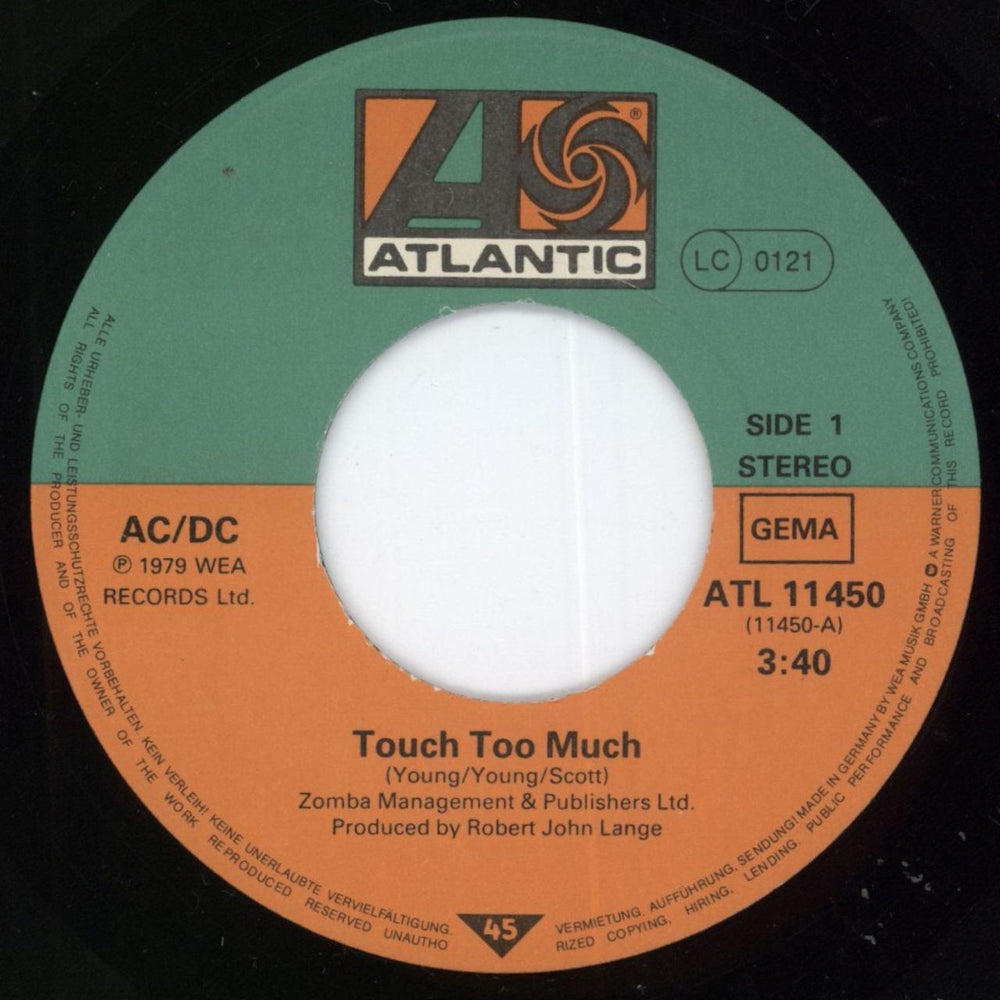 AC/DC Touch Too Much - Mispressed sleeve German 7" vinyl single (7 inch record / 45) ACD07TO807515