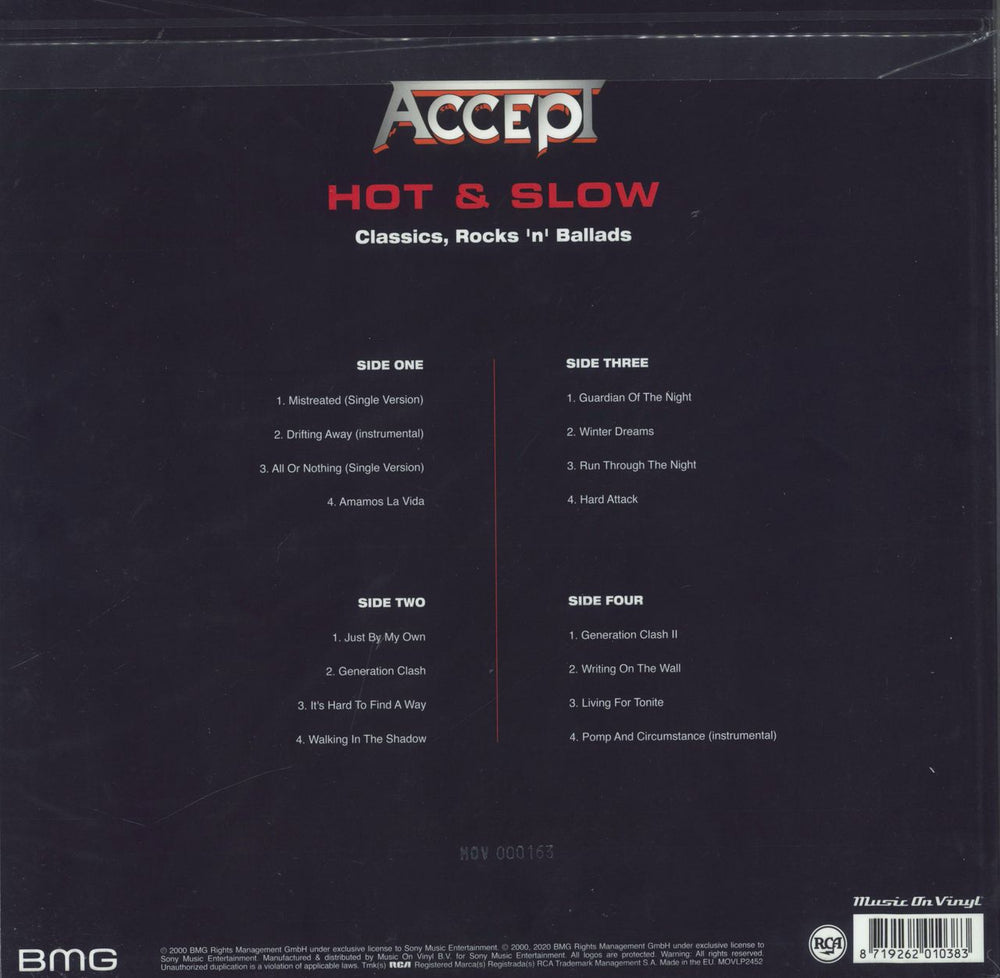 Accept Classics, Rocks 'n' Ballads - Hot & Slow - 180gm Silver & Red Marbled Vinyl UK 2-LP vinyl record set (Double LP Album) 8719262010383