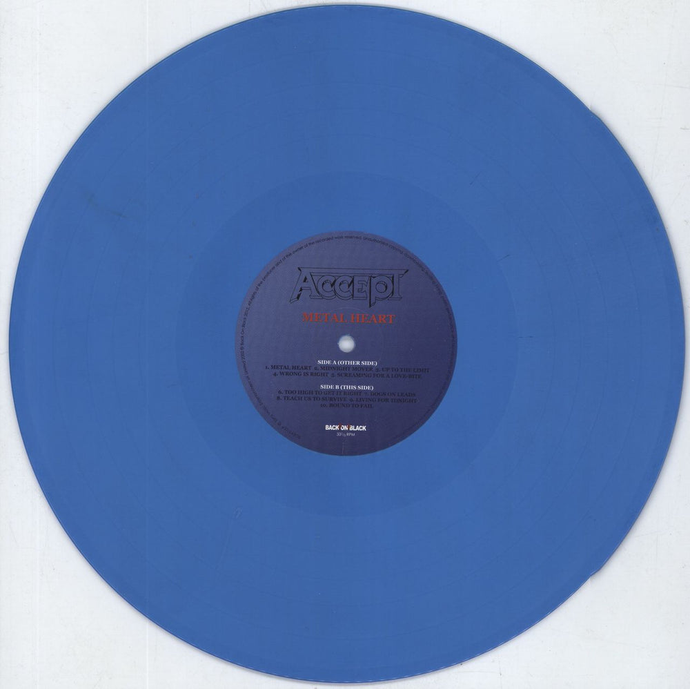Accept Metal Heart - 180gm Blue Vinyl + Shrink UK vinyl LP album (LP record) ACCLPME806721
