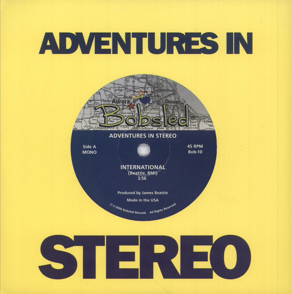 Adventures In Stereo International - Blue Vinyl US 7" vinyl single (7 inch record / 45) BOB-10