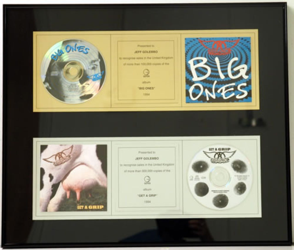 Aerosmith Big Ones + Get A Grip UK award disc GOLD/PLATINUM