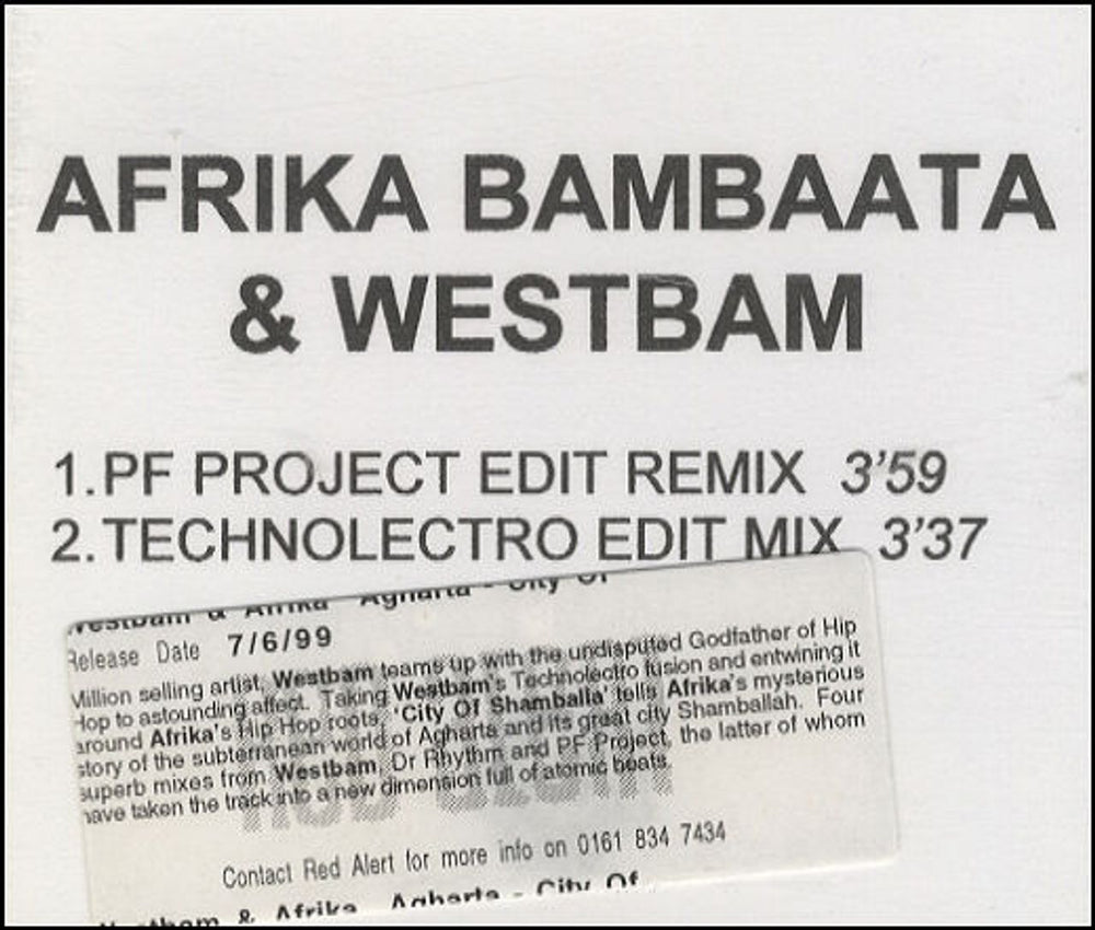 Afrika Bambaataa City Of Shamballa UK Promo CD-R acetate CD-R ACETATE