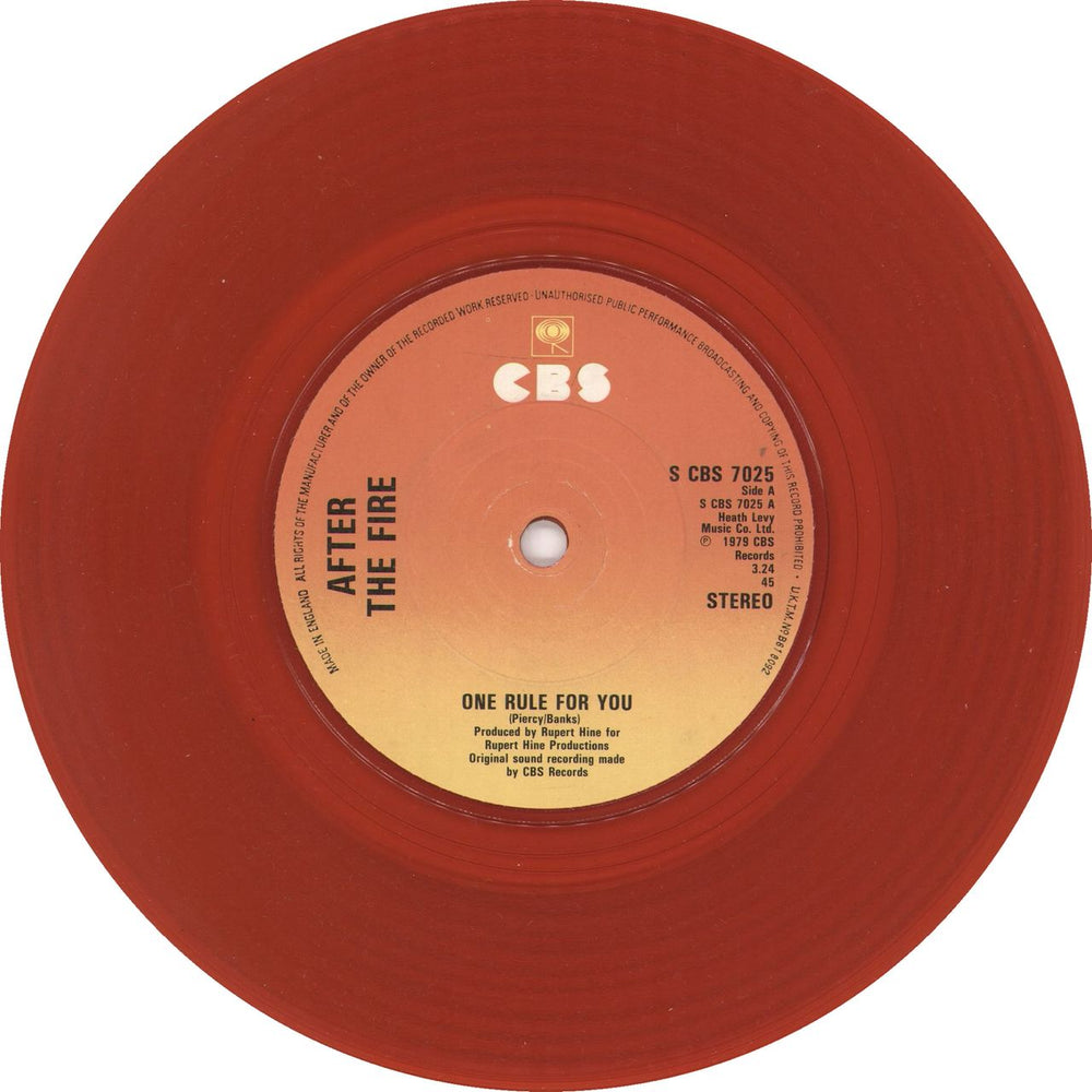 After The Fire One Rule For You - Red UK 7" vinyl single (7 inch record / 45) AFI07ON719324