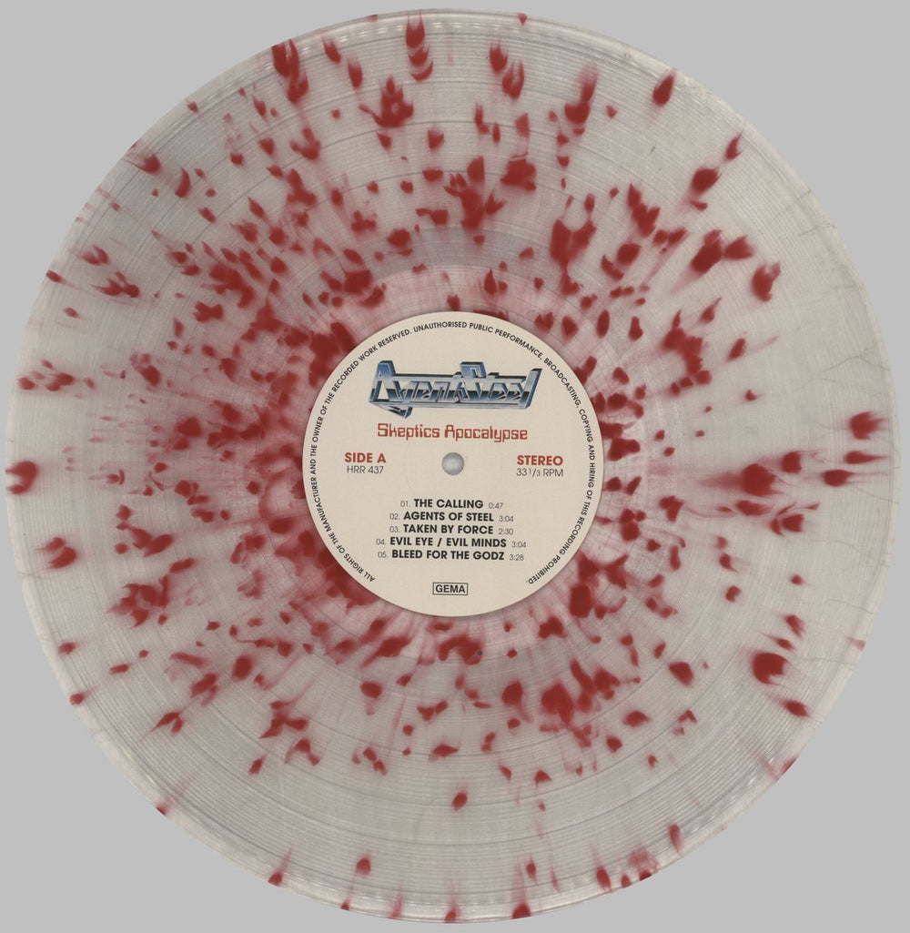 Agent Steel Skeptics Apocalypse - Red / Clear Splatter Vinyl German vinyl LP album (LP record) A9YLPSK826717