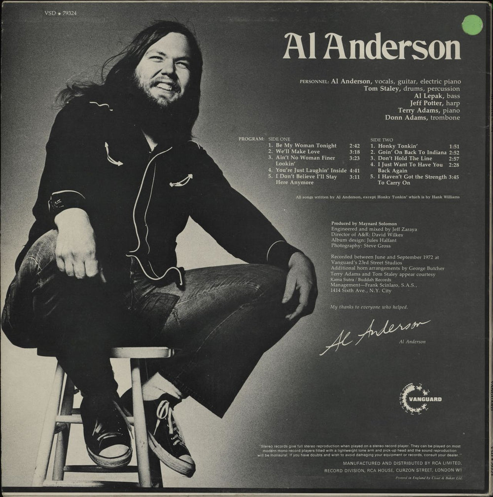 Al Anderson Al Anderson UK vinyl LP album (LP record)