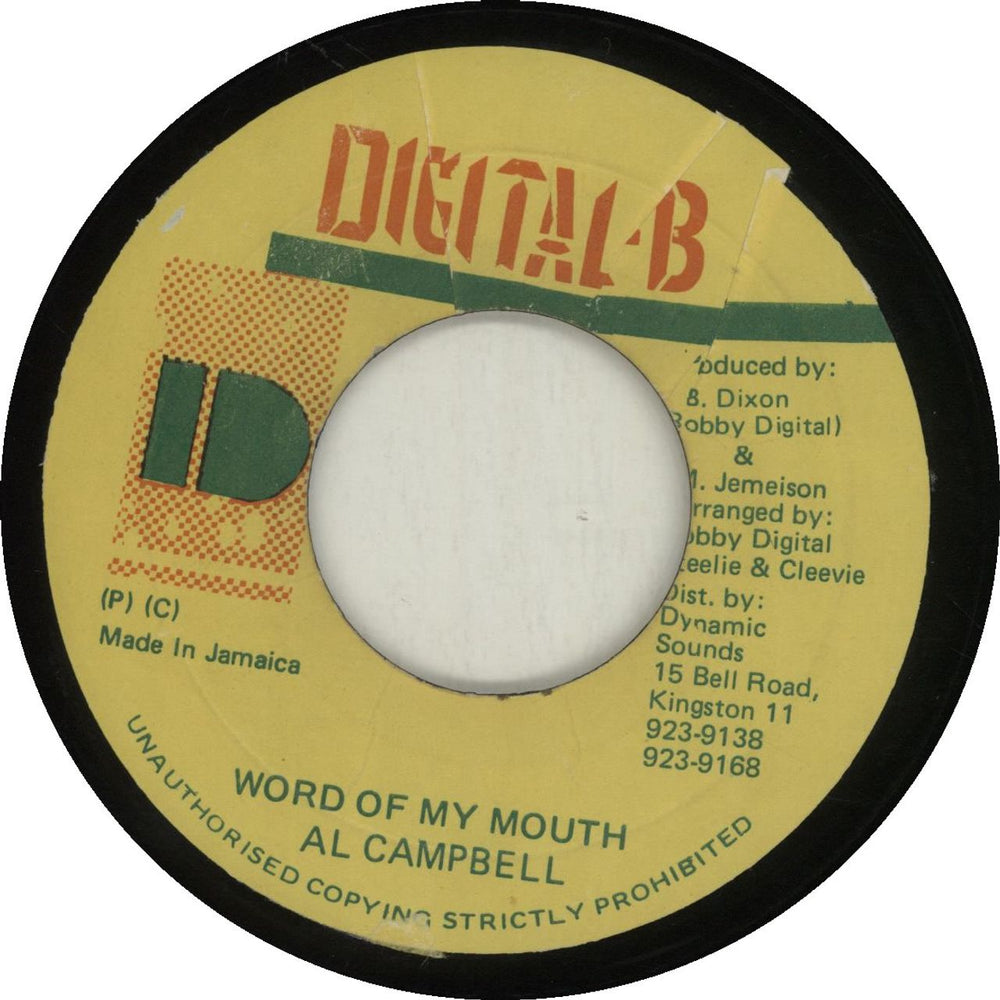 Al Campbell Word Of My Mouth Jamaican 7" vinyl single (7 inch record / 45)