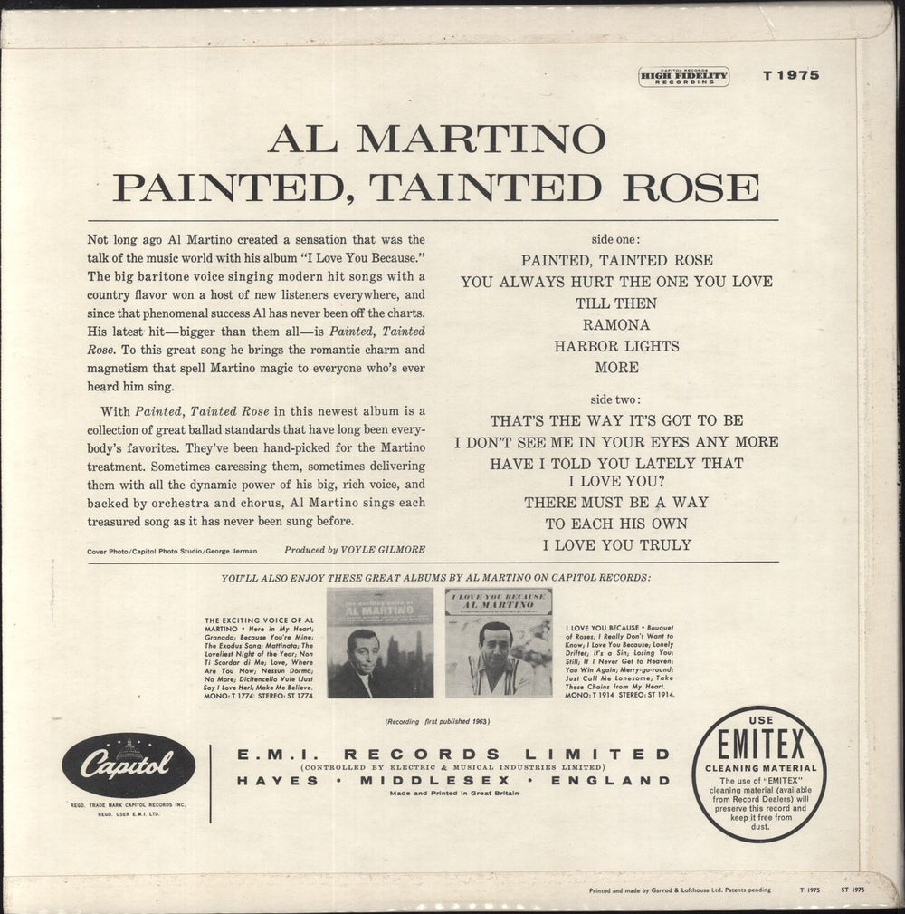 Al Martino Painted, Tainted Rose UK vinyl LP album (LP record)