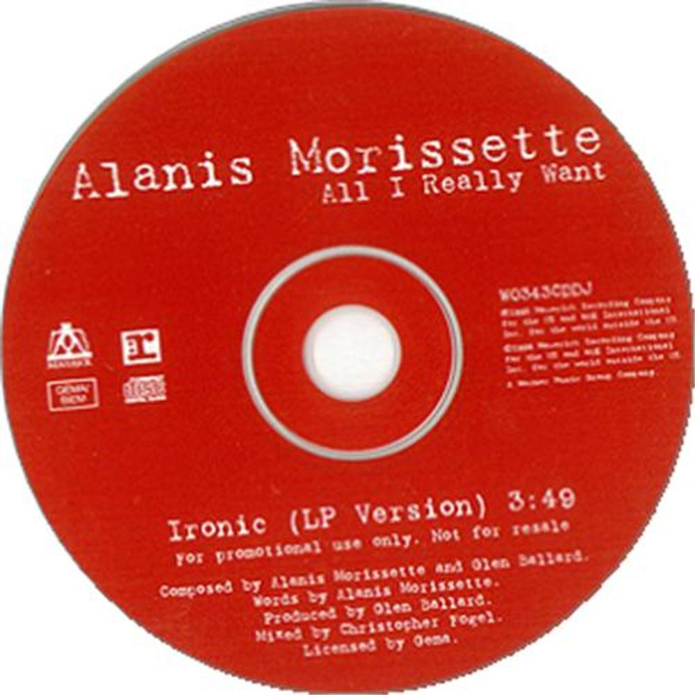 Alanis Morissette Ironic UK Promo CD single (CD5 / 5") W0343CDDJ