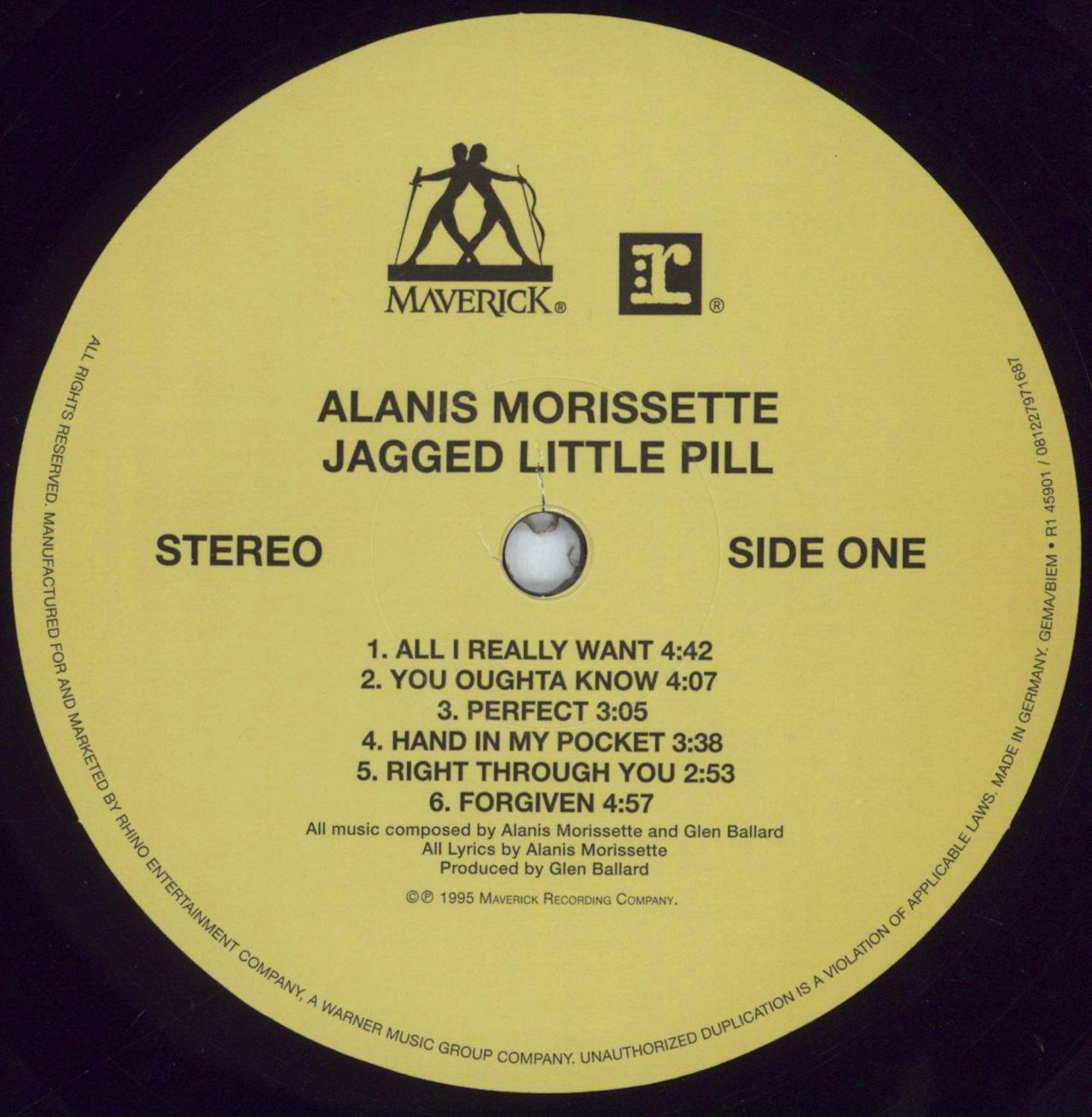 Alanis Morissette Jagged Little Pill - Autographed German Vinyl LP