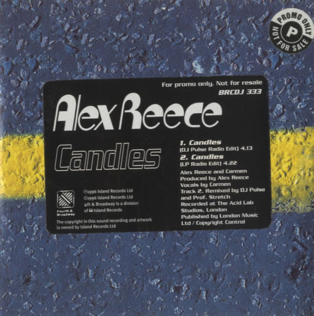 Alex Reece Candles UK Promo CD single (CD5 / 5") BRCDJ333