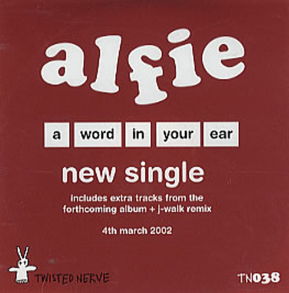 Alfie A Word In Your Ear UK Promo CD-R acetate TN037PRO