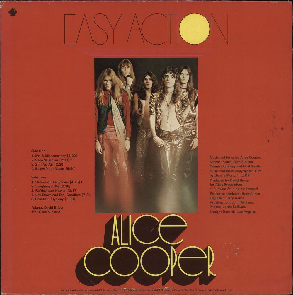 Alice Cooper Easy Action - Cream label Varient 2 Canadian vinyl LP album (LP record)