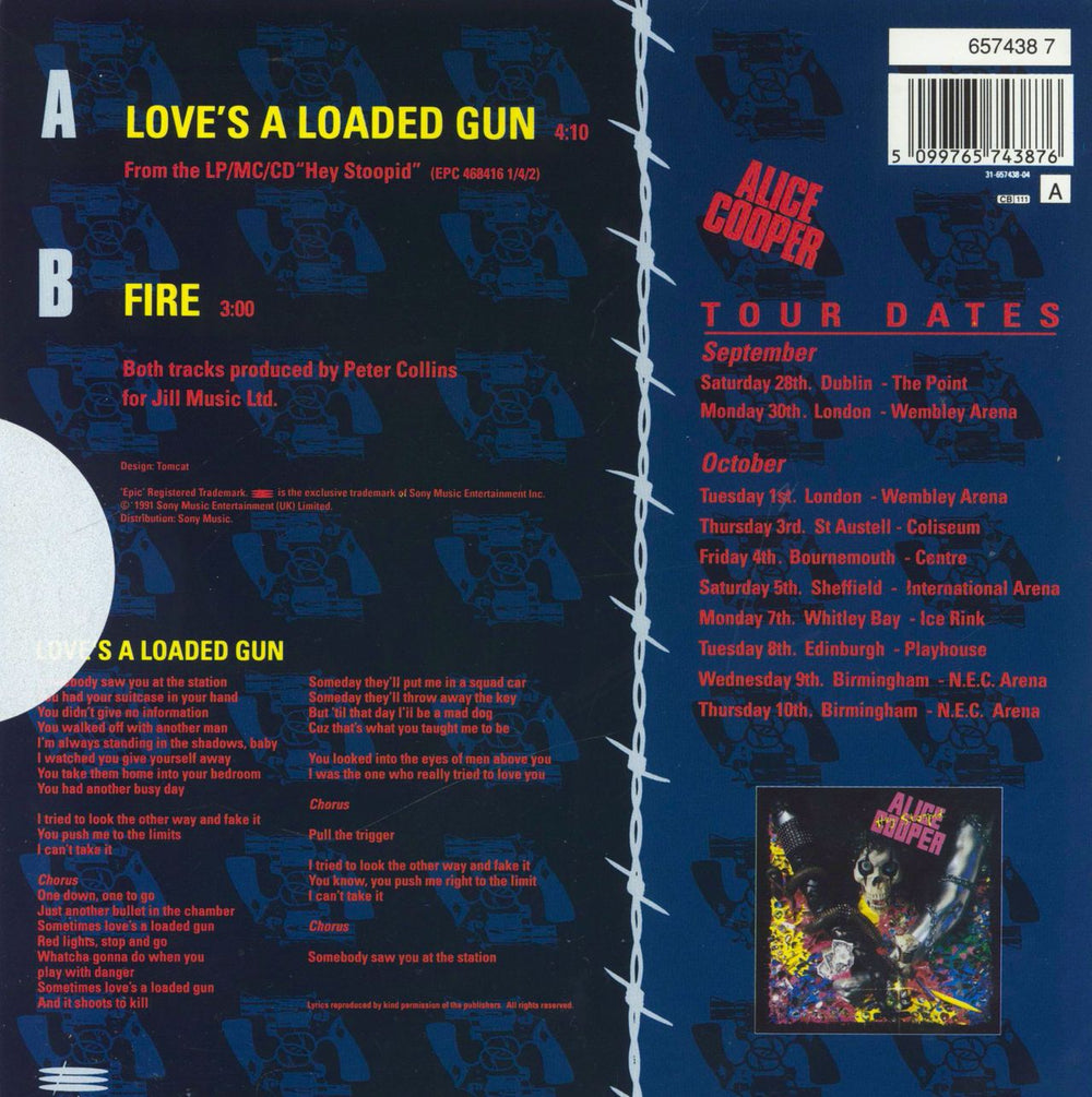 Alice Cooper Love's A Loaded Gun + Competition Insert - Sticker Sealed UK 7" vinyl single (7 inch record / 45) 5099765743876