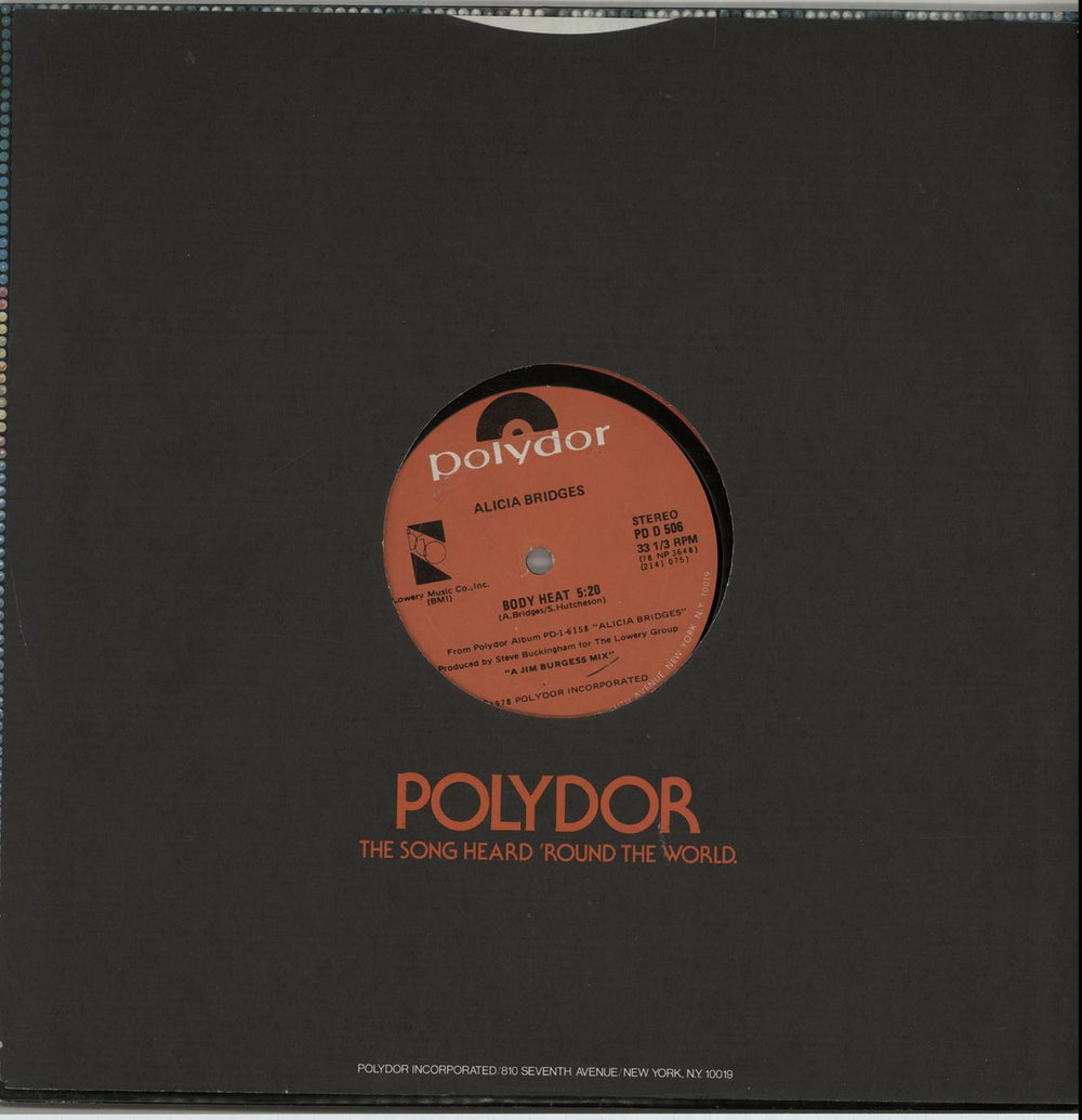 Alicia Bridges Body Heat (Full Length Disco Re-Mix) US 12" vinyl single (12 inch record / Maxi-single) PDD506