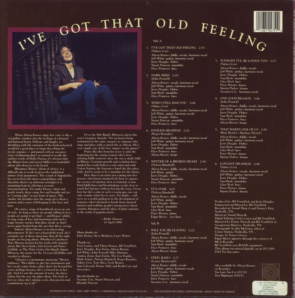 Alison Krauss I've Got That Old Feeling US vinyl LP album (LP record)