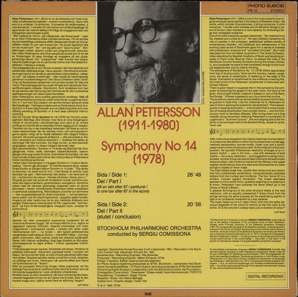 Allan Pettersson Symphony No. 14 Swedish vinyl LP album (LP record)