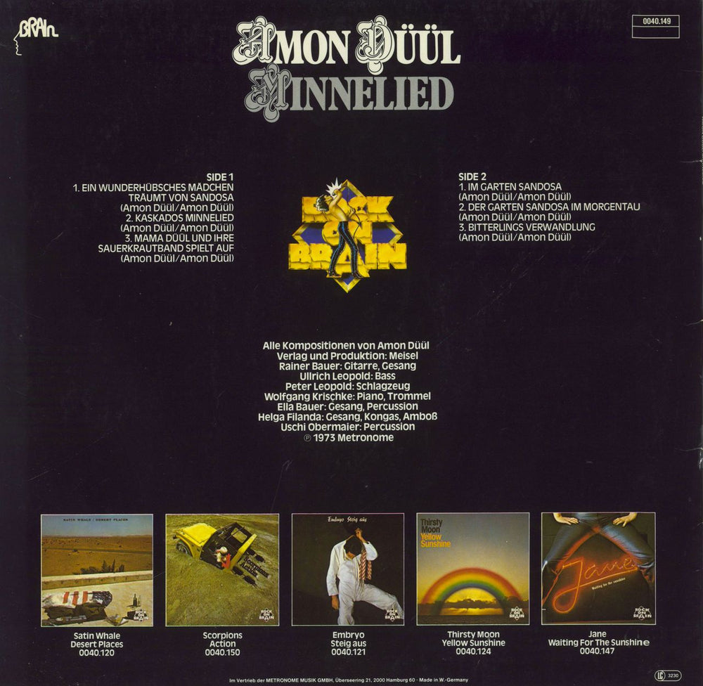Amon Düül Minnelied German vinyl LP album (LP record)