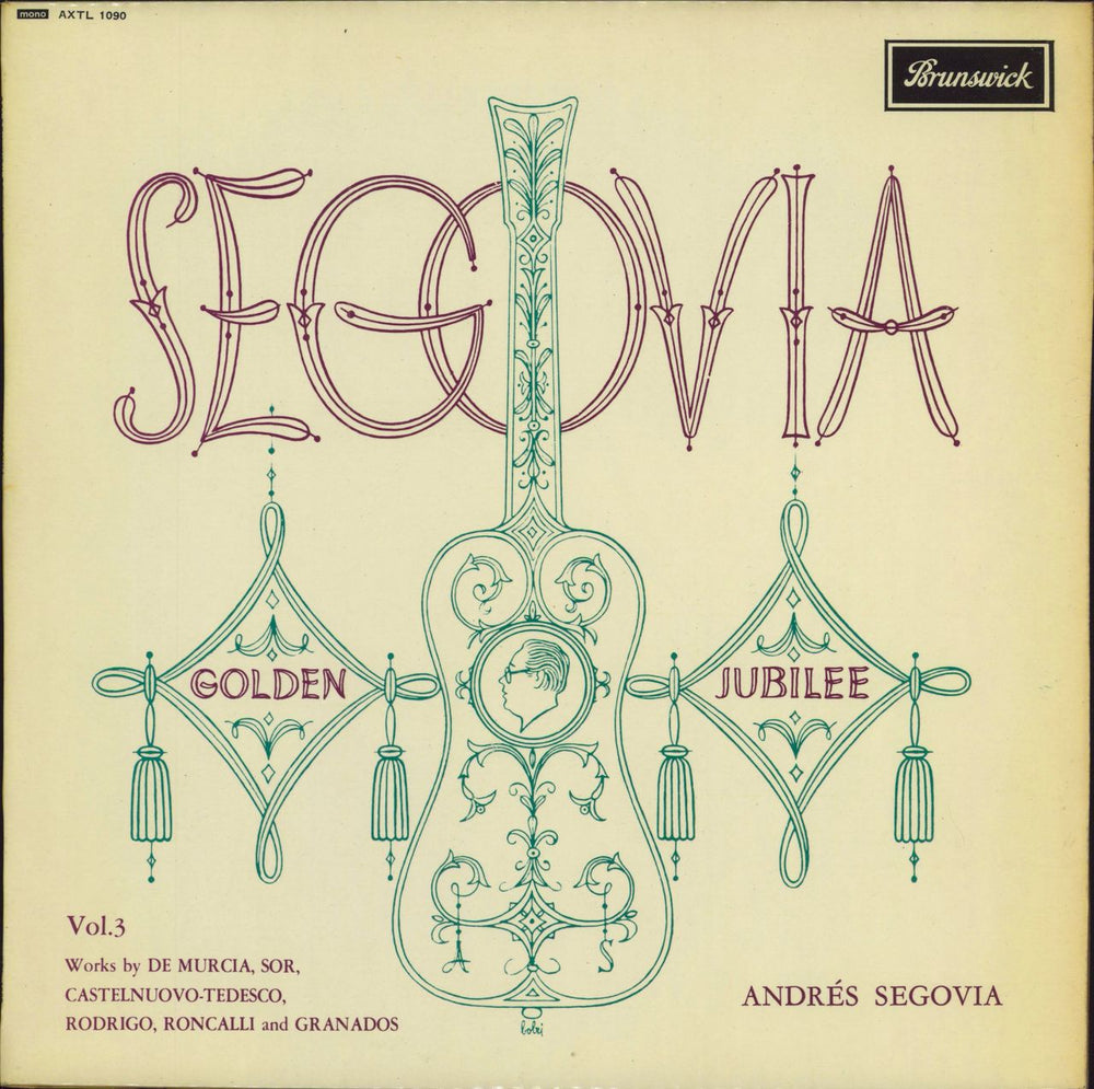 Andrés Segovia Golden Jubilee Volume 3 UK vinyl LP album (LP record) AXTL1090