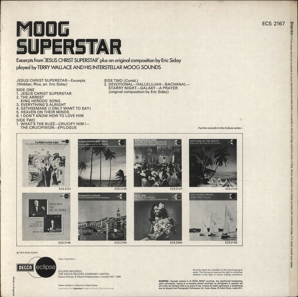 Andrew Lloyd Webber & Tim Rice Moog Superstar UK vinyl LP album (LP record)