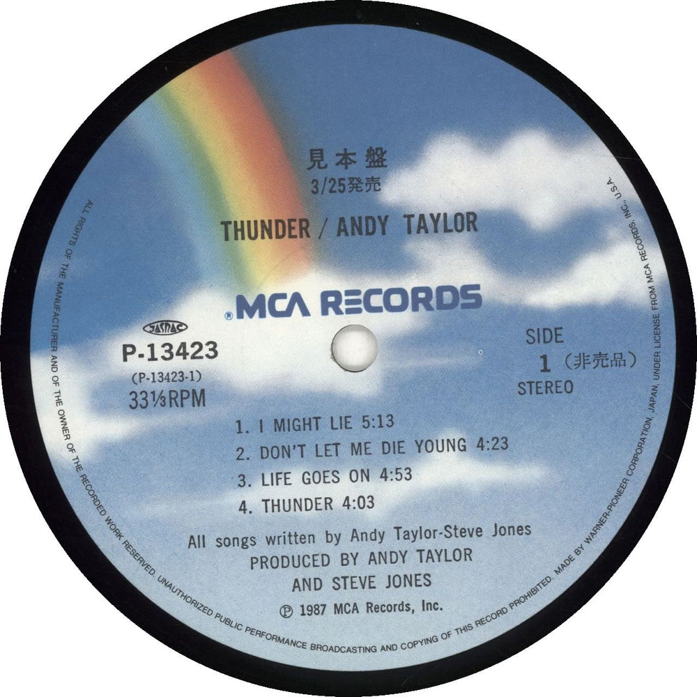 Andy Taylor Thunder + Booklet Japanese Promo vinyl LP album (LP record) 4988014432719