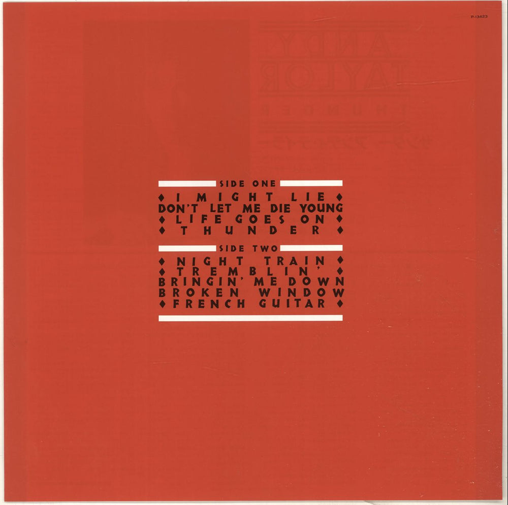 Andy Taylor Thunder + Booklet Japanese Promo vinyl LP album (LP record)