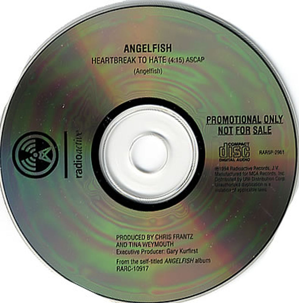 Angelfish Heartbreak To Hate US Promo CD single (CD5 / 5") RAR5P-2961