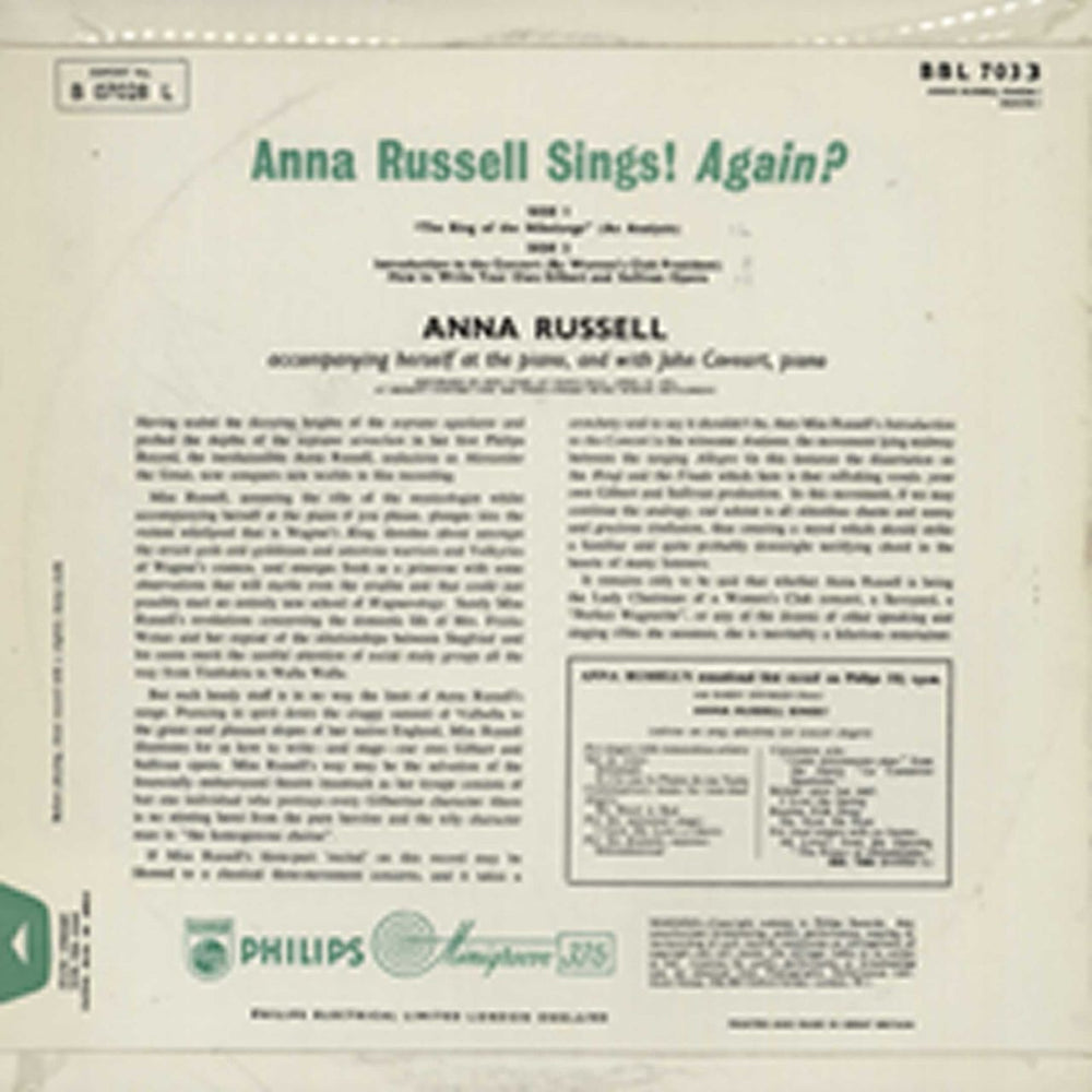 Anna Russell Anna Russell Sings! Again? + Programme - EX UK vinyl LP album (LP record)