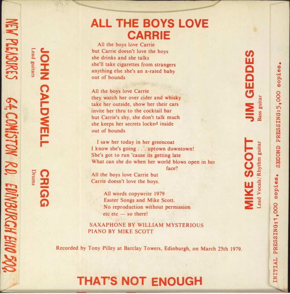 Another Pretty Face All The Boys Love Carrie - red p/s UK 7" vinyl single (7 inch record / 45)