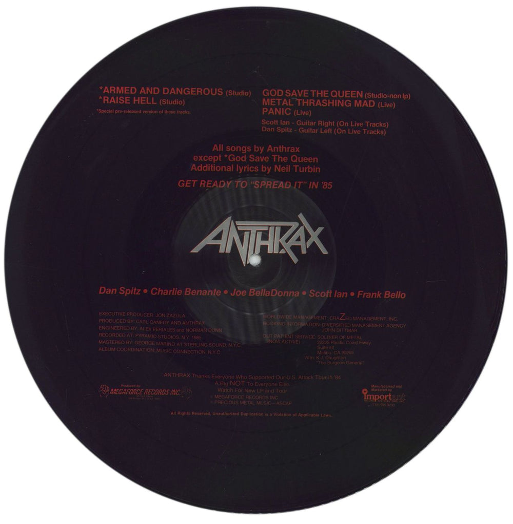 Anthrax Armed And Dangerous UK picture disc LP (vinyl picture disc album)