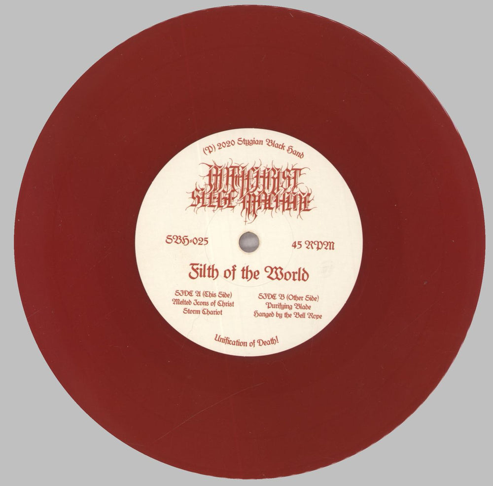 Antichrist Siege Machine Filth Of The World - Red vinyl US 7" vinyl single (7 inch record / 45) 6US07FI825352