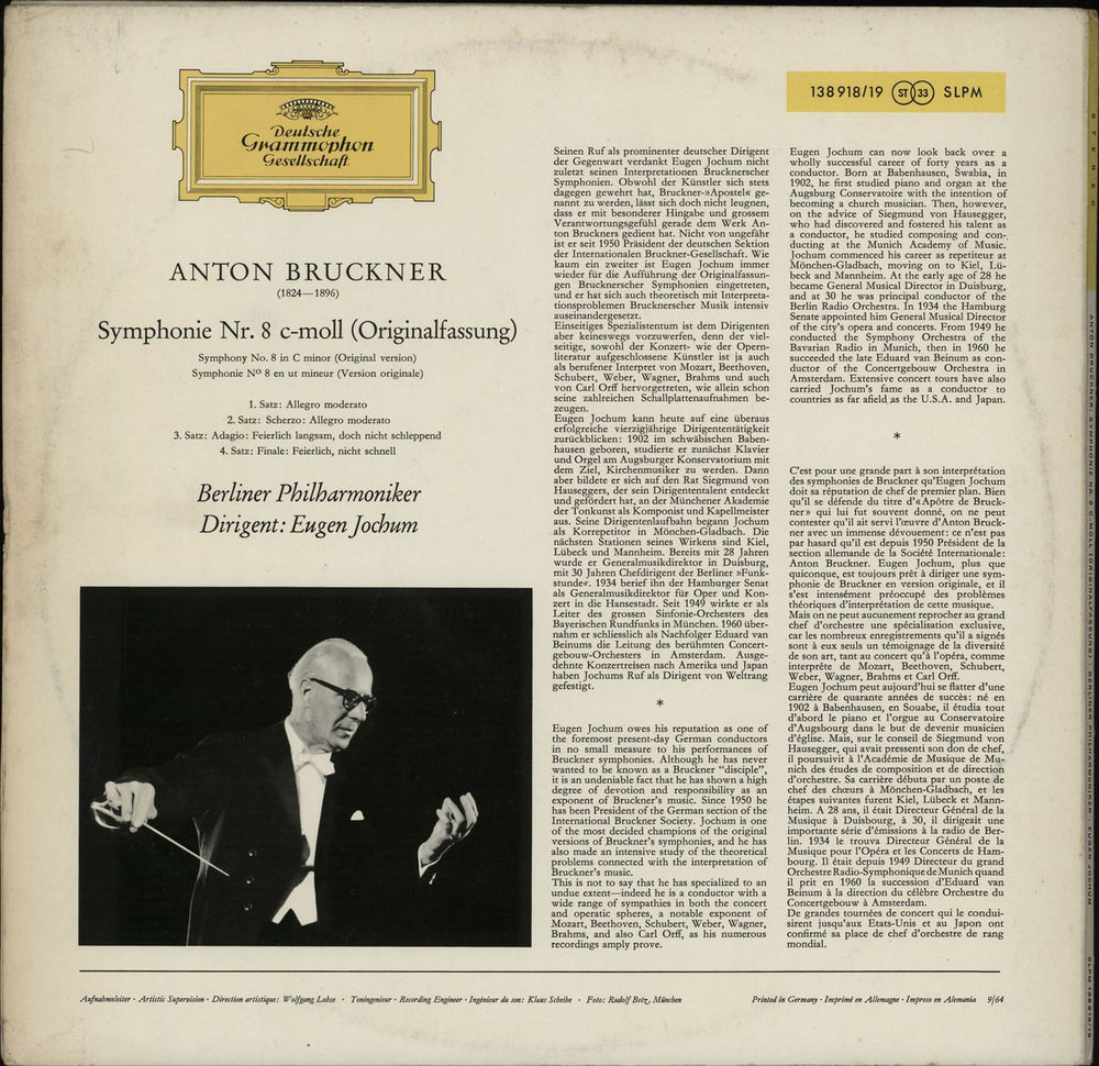 Anton Bruckner Symphonie Nr. 8 German 2-LP vinyl record set (Double LP Album)