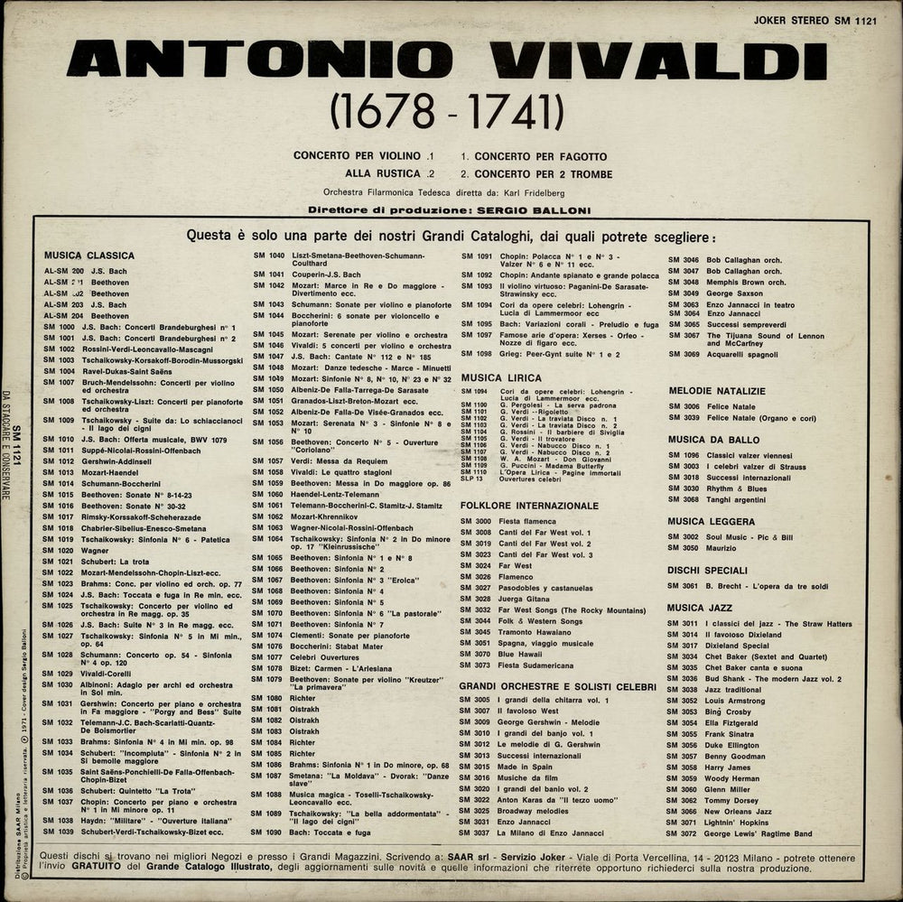 Antonio Vivaldi Antonio Vivaldi (1678 - 1741) Italian vinyl LP album (LP record)