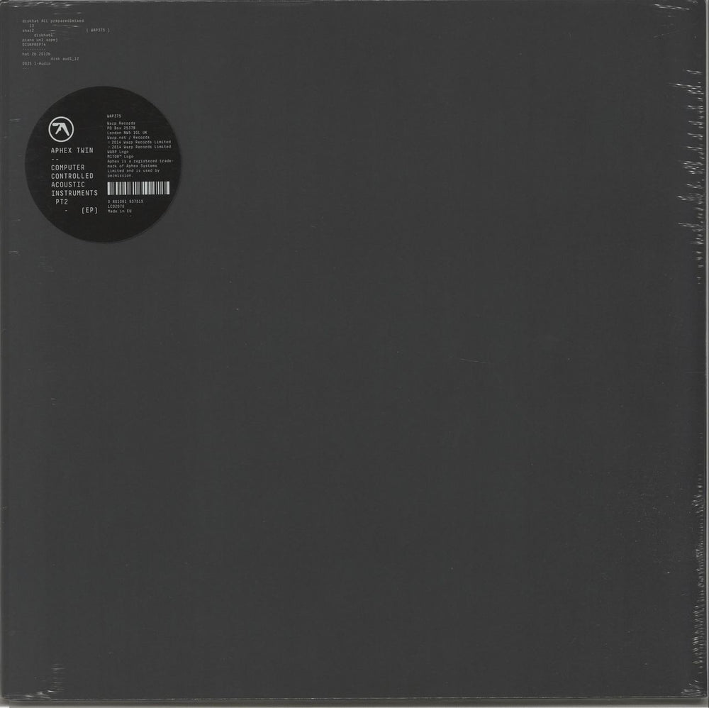 Aphex Twin Computer Controlled Acoustic Instruments Pt. 2 EP - Sealed UK 12" vinyl single (12 inch record / Maxi-single) WAP375