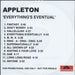 Appleton Everything's Eventual UK Promo CD-R acetate CDR