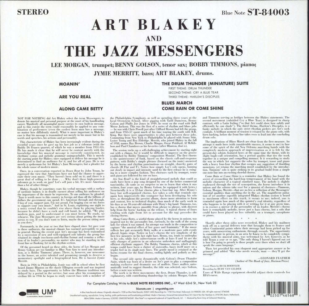 Art Blakey & The Jazz Messengers Art Blakey And The Jazz Messengers - 180gm UK vinyl LP album (LP record) 602507465681