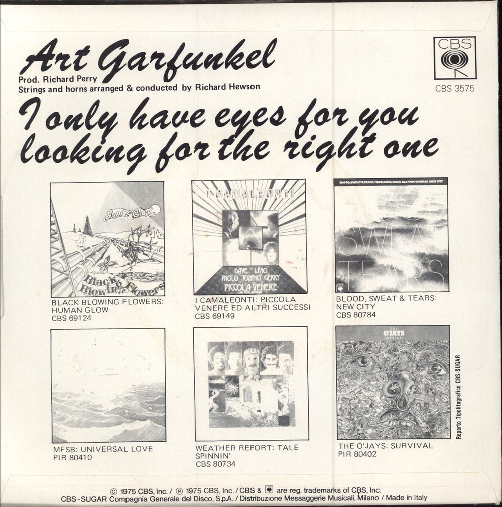 Art Garfunkel I Only Have Eyes For You Italian 7" vinyl single (7 inch record / 45)