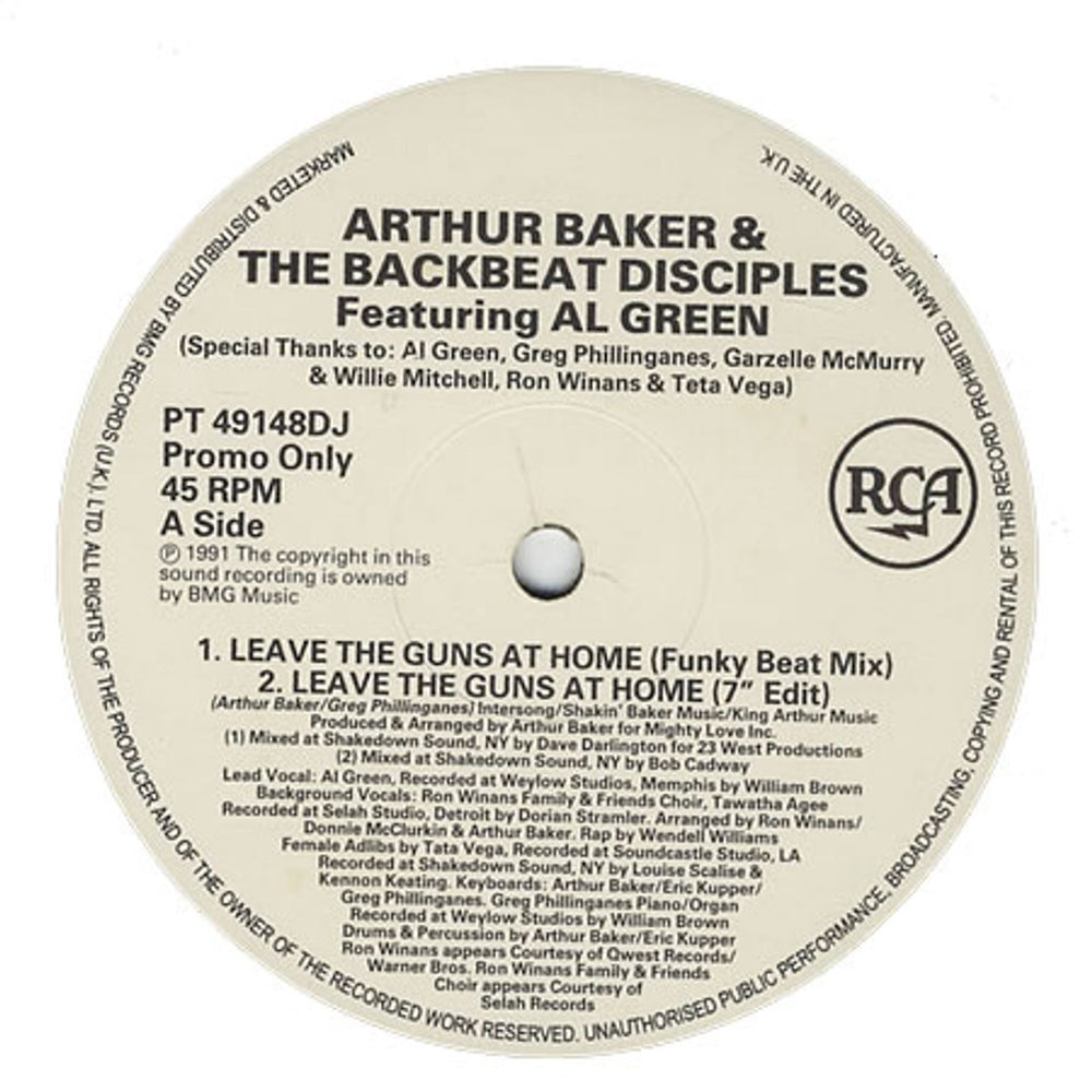 Arthur Baker Leave The Guns At Home UK Promo 12" vinyl single (12 inch record / Maxi-single) PT49148DJ