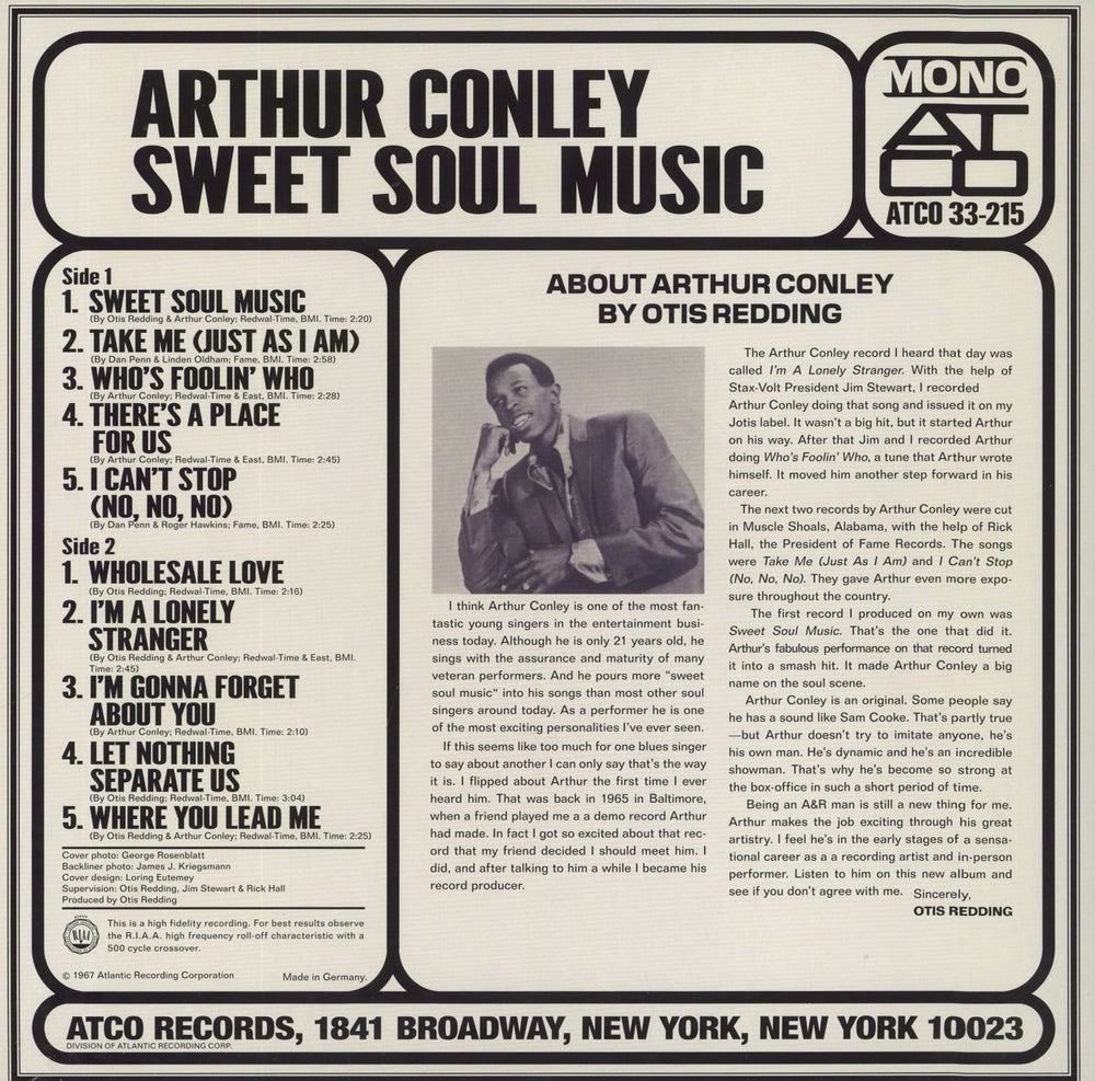 Arthur Conley Sweet Soul Music - Clear - 180g German vinyl LP album (LP record)