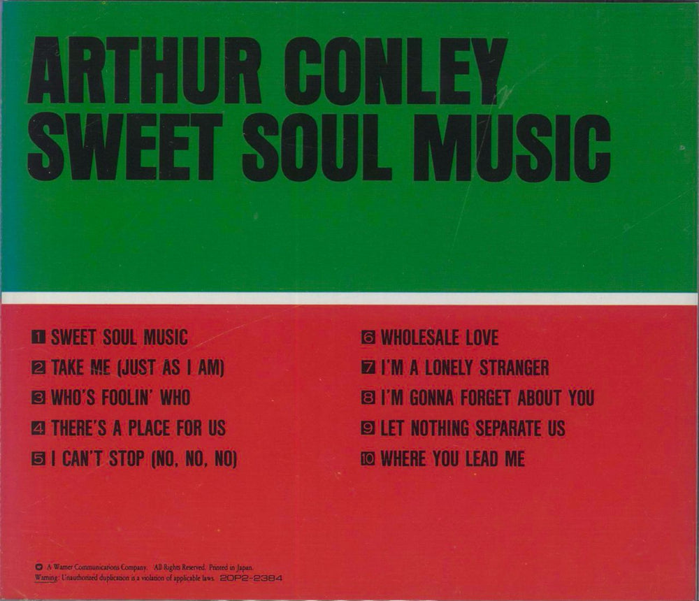 Arthur Conley Sweet Soul Music Japanese CD album (CDLP)