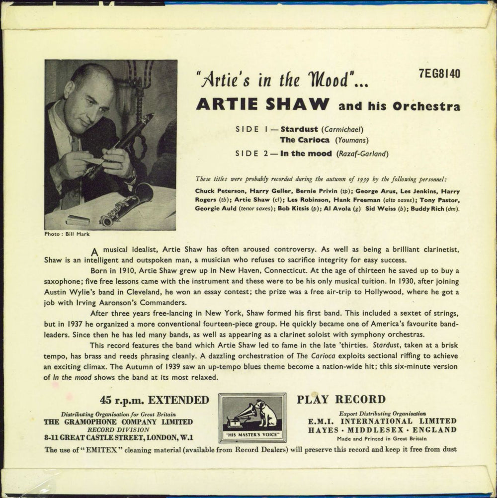 Artie Shaw Artie's In The Mood UK 7" vinyl single (7 inch record / 45)