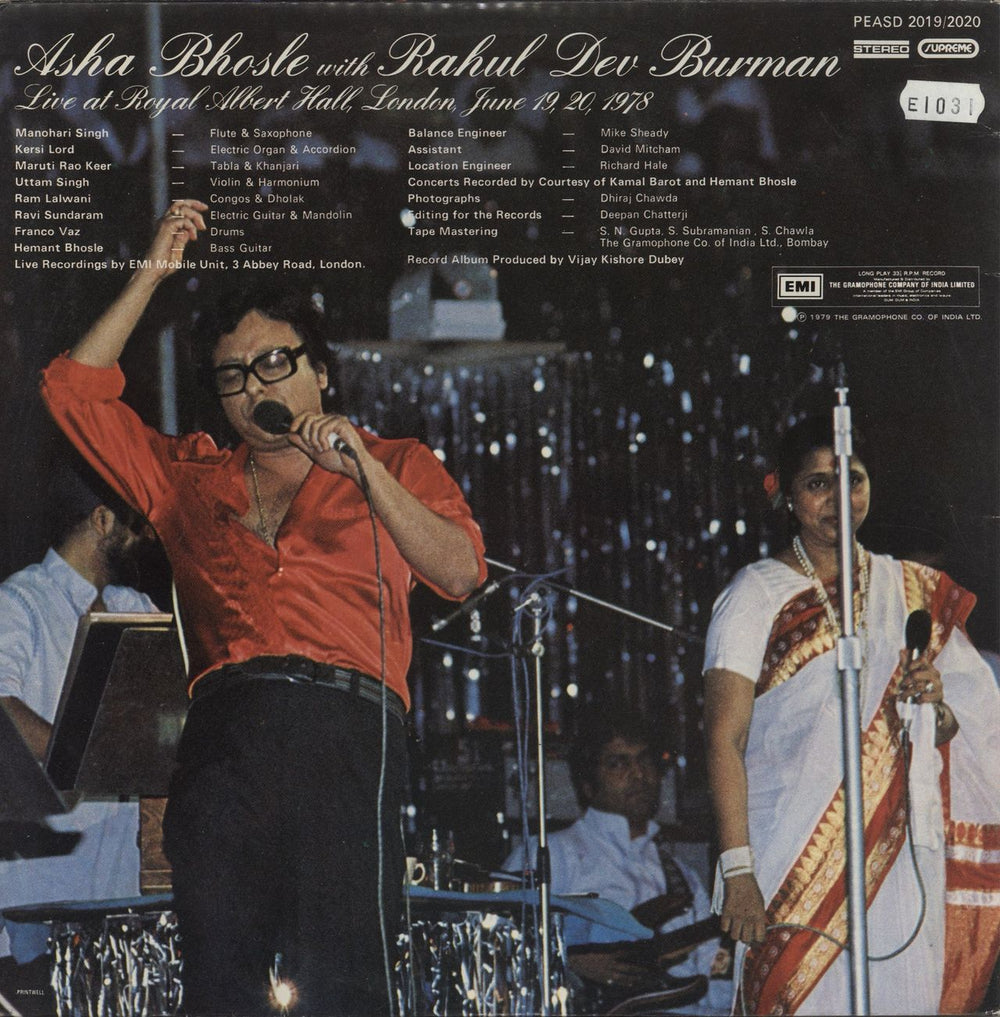 Asha Bhosle Live At Royal Albert Hall, London Indian 2-LP vinyl record set (Double LP Album)